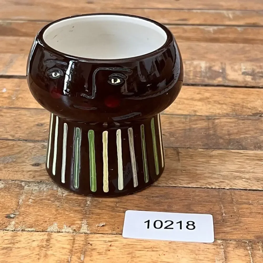 Opalhouse Stoneware Face Planter Vase Brown Striped 4